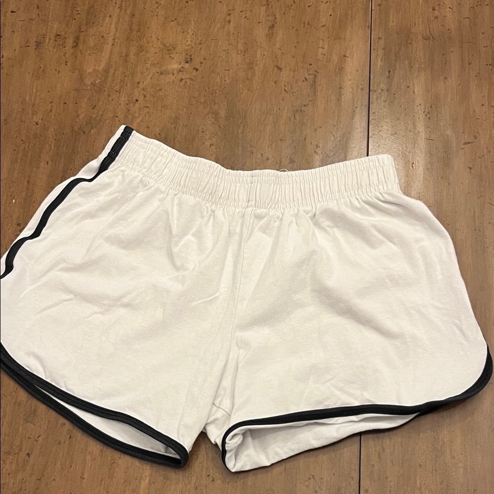 Women's White Shorts with Black Trim